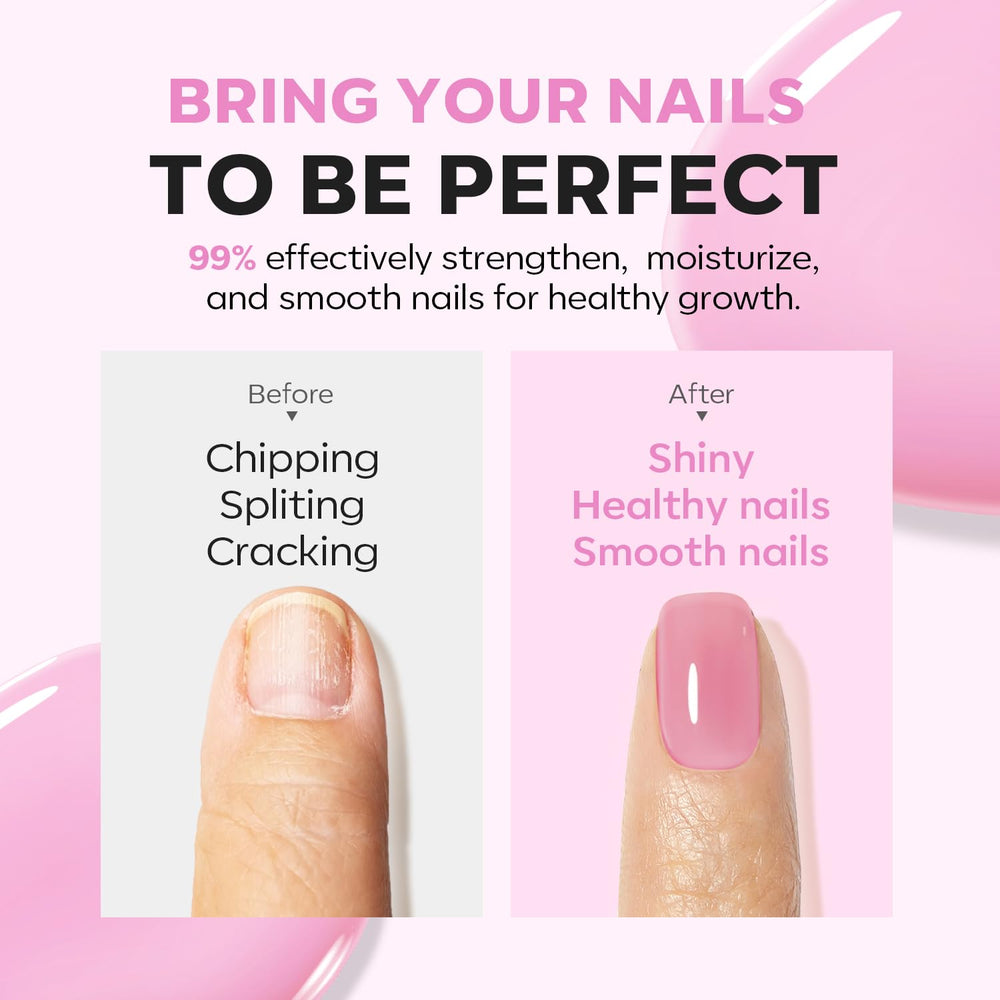 Modelones Nail Strengthener Jelly color swatch on nail for natural finish