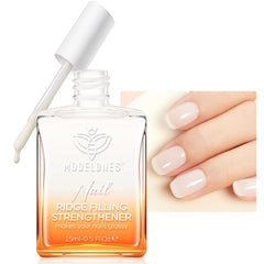 Modelones Milky White Nail Strengthener bottle front shows healthy shine.