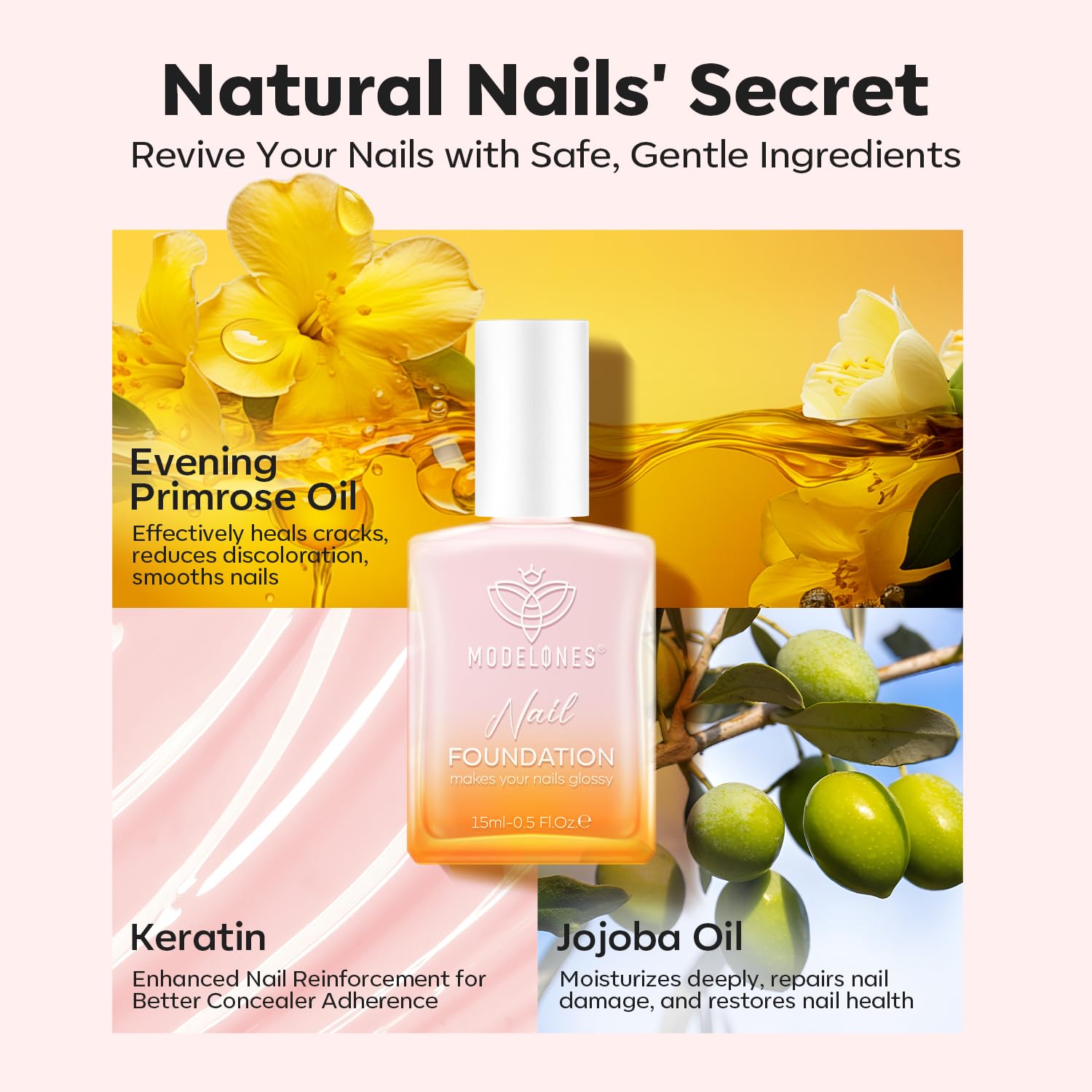 Modelones nail care kit includes strengthener bottle for at-home nail care