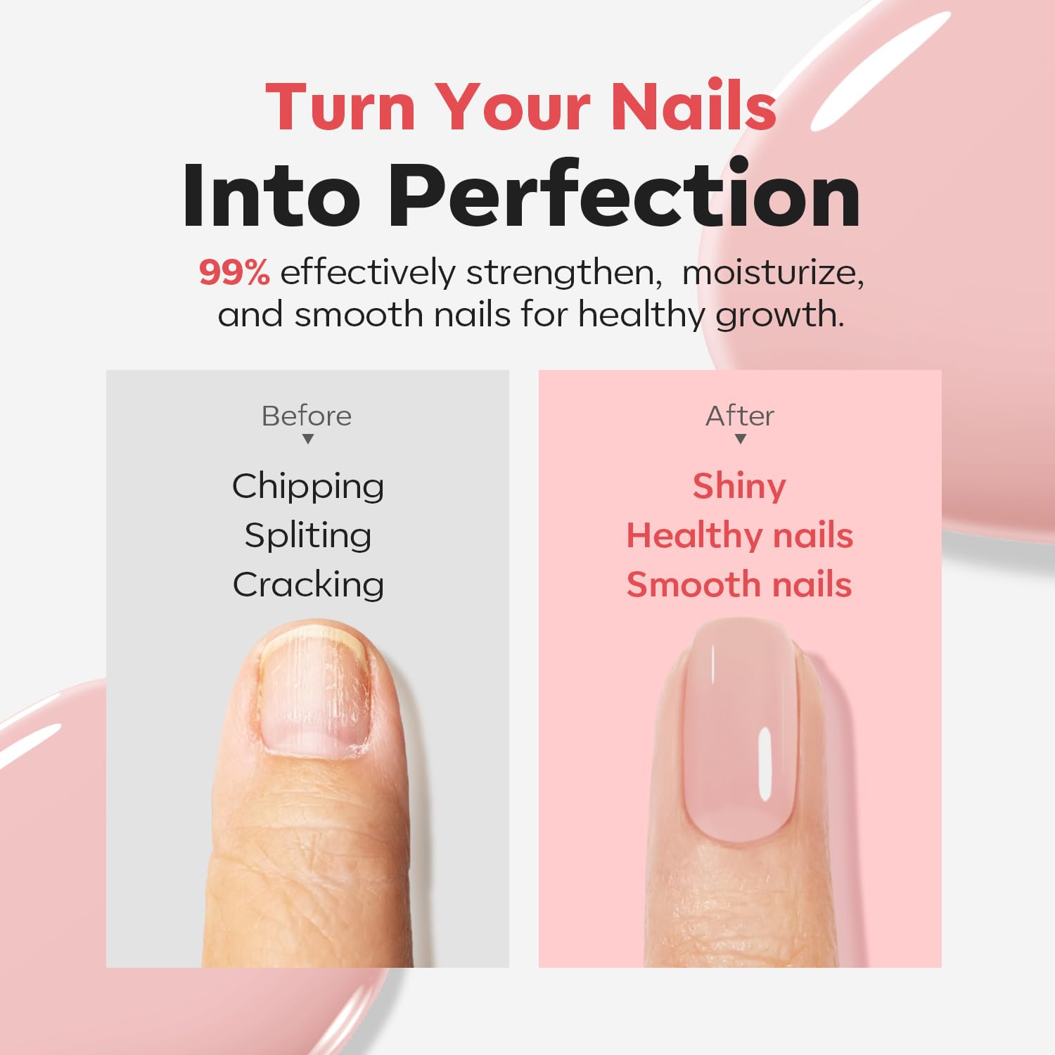 Applying Modelones Peachy Pink strengthener for smooth, crack-free finish.