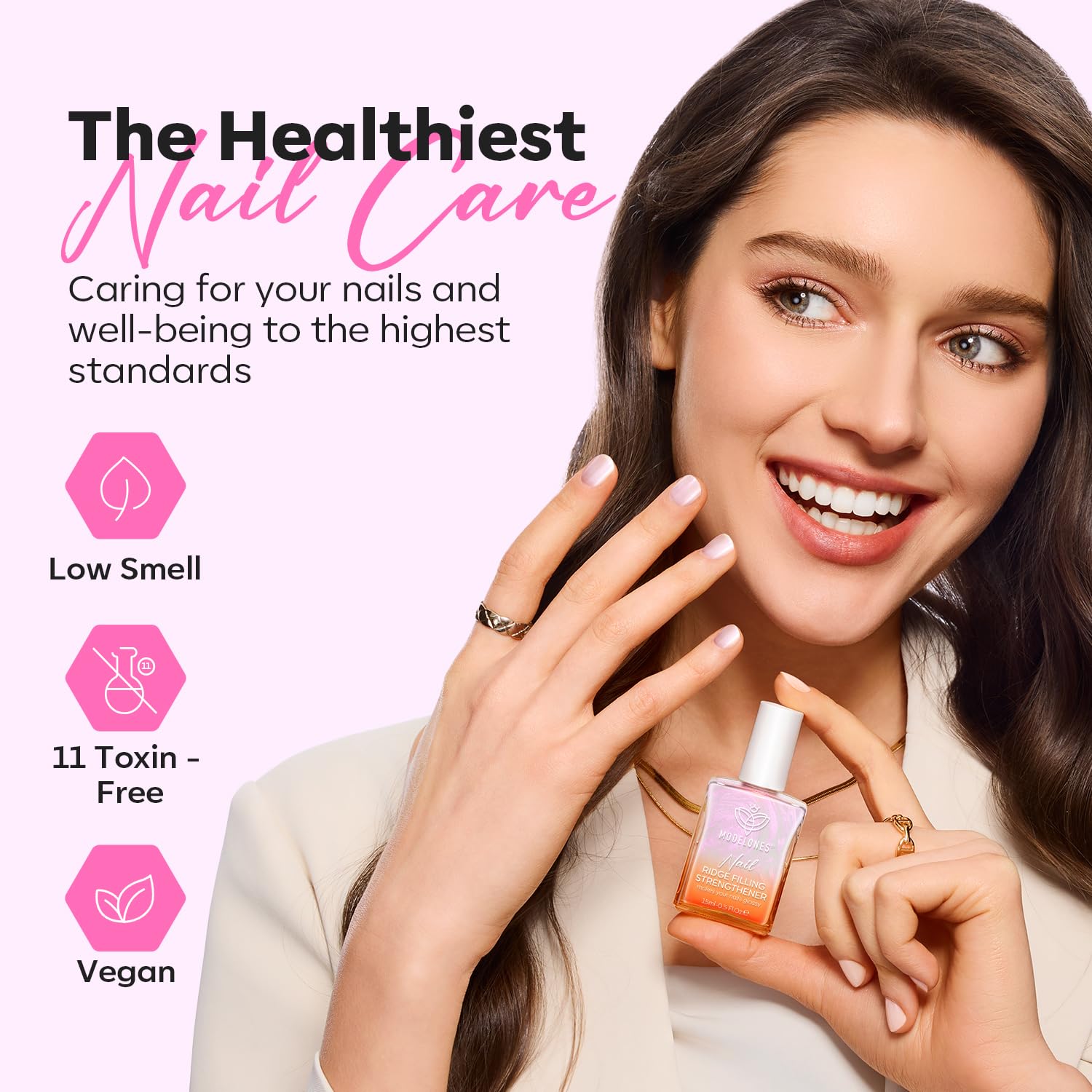 Modelones nails before and after showing gradual improvement with regular use