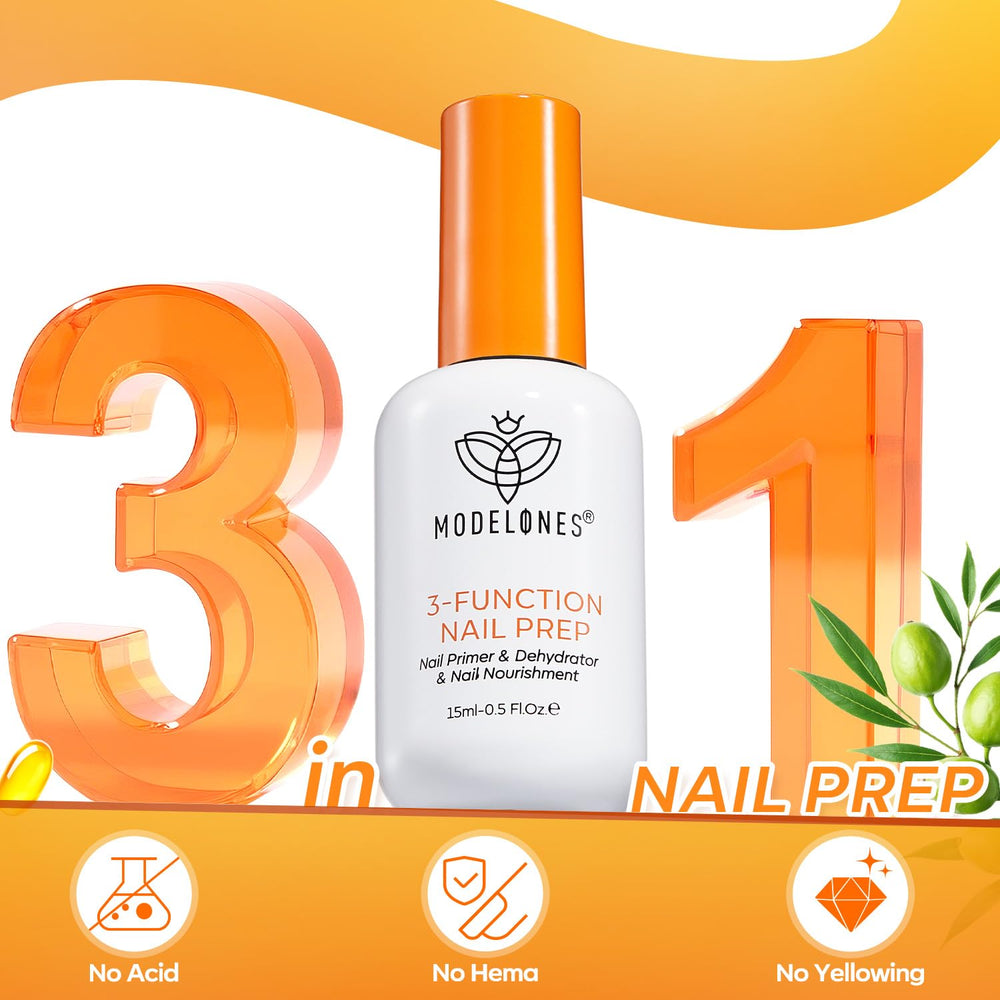 Modelones nails-prep close-up shows oil-free prep for reliable adhesion.