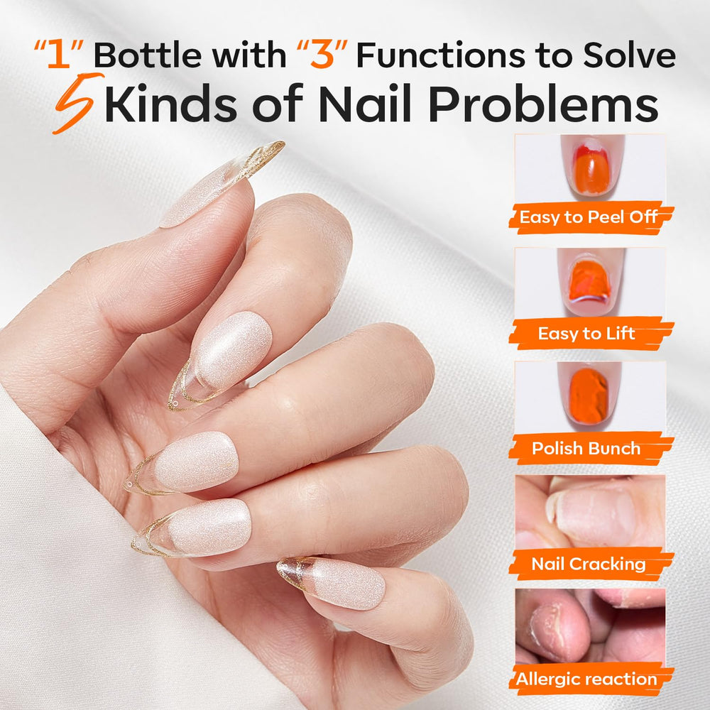 Modelones nourishing oils with squalane and jojoba nourish nails for stronger nail beds.
