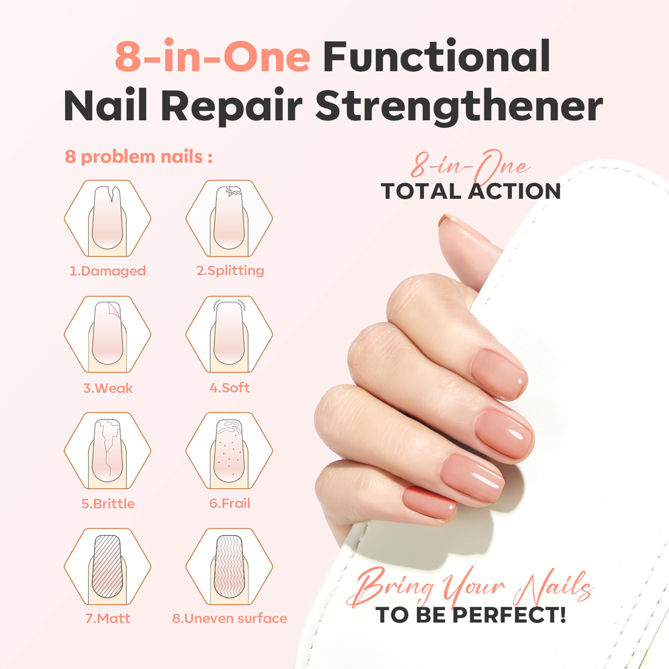 Modelones nude nail polish brush applying a natural tint for a seamless look.