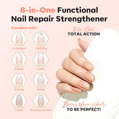 Modelones nude strengthener applied on nails for a natural, even look.