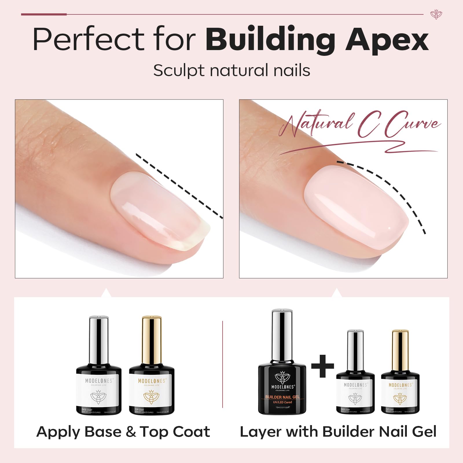 Modelones nude pink nails showcasing a natural looking finish