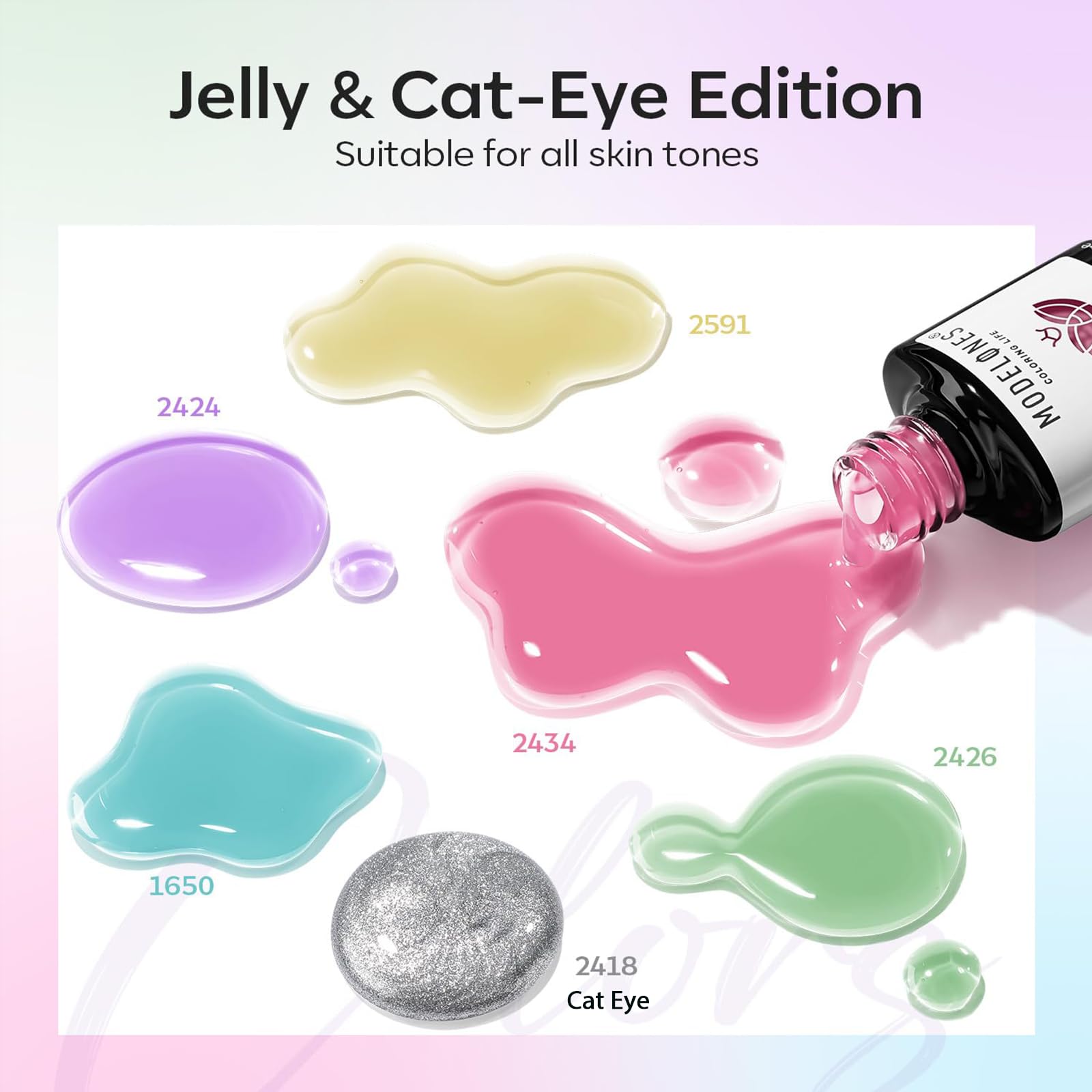 Modelones lavender jelly gel polish for subtle translucent nails.