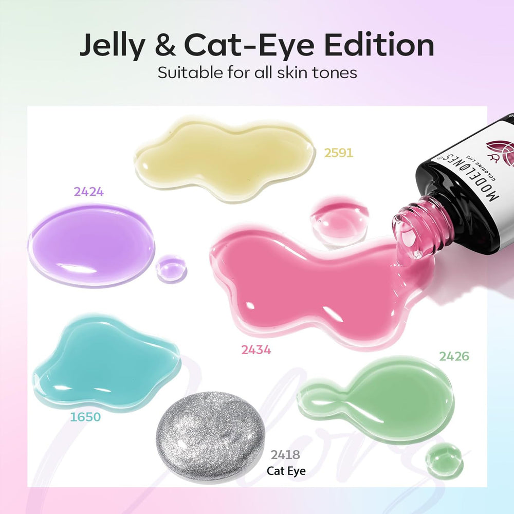 Modelones lavender jelly gel polish for subtle translucent nails.