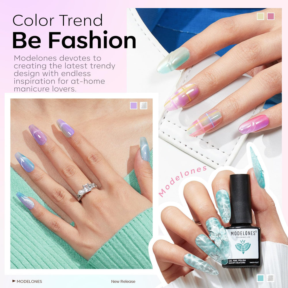 Modelones pink jelly gel polish for soft translucent nails.