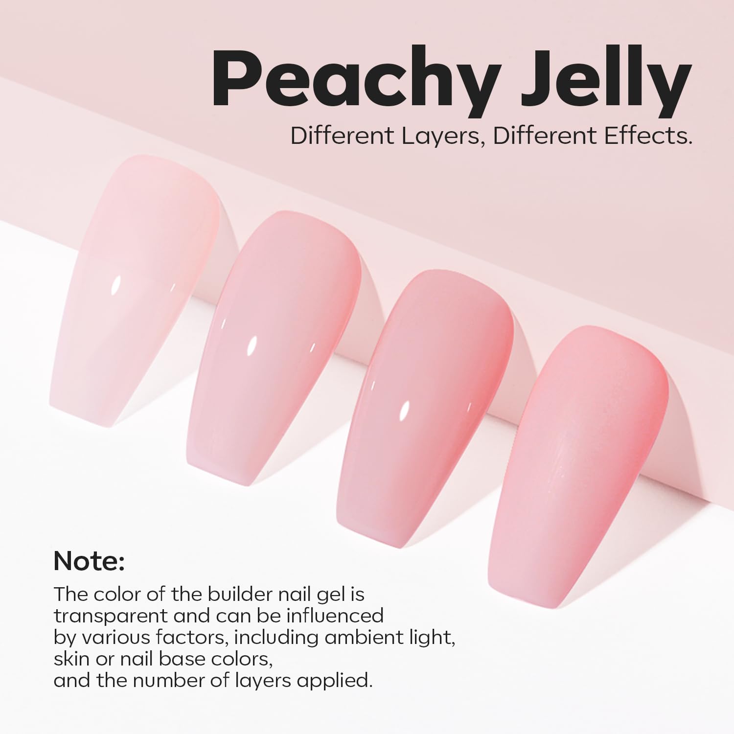 Modelones Peachy Jelly Pink Gel with built-in brush enables easy self-leveling application.