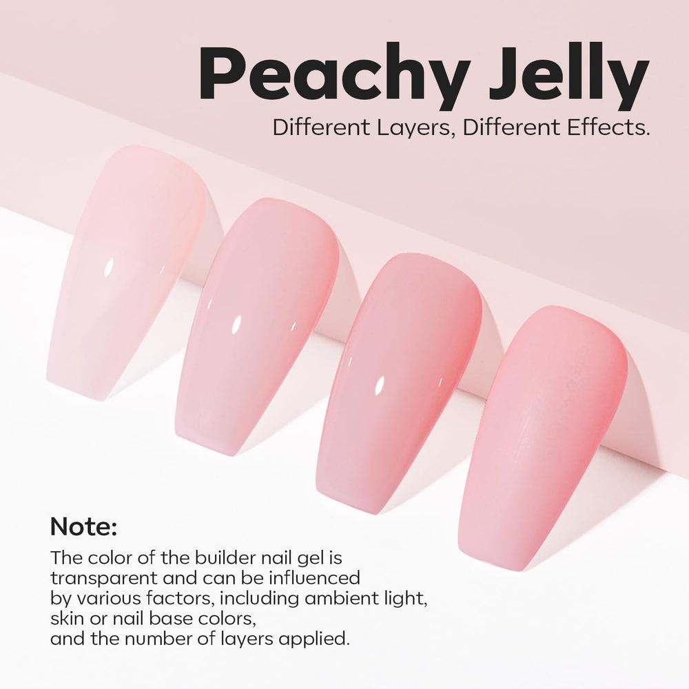 Modelones Peachy Jelly Pink Gel with built-in brush enables easy self-leveling application.