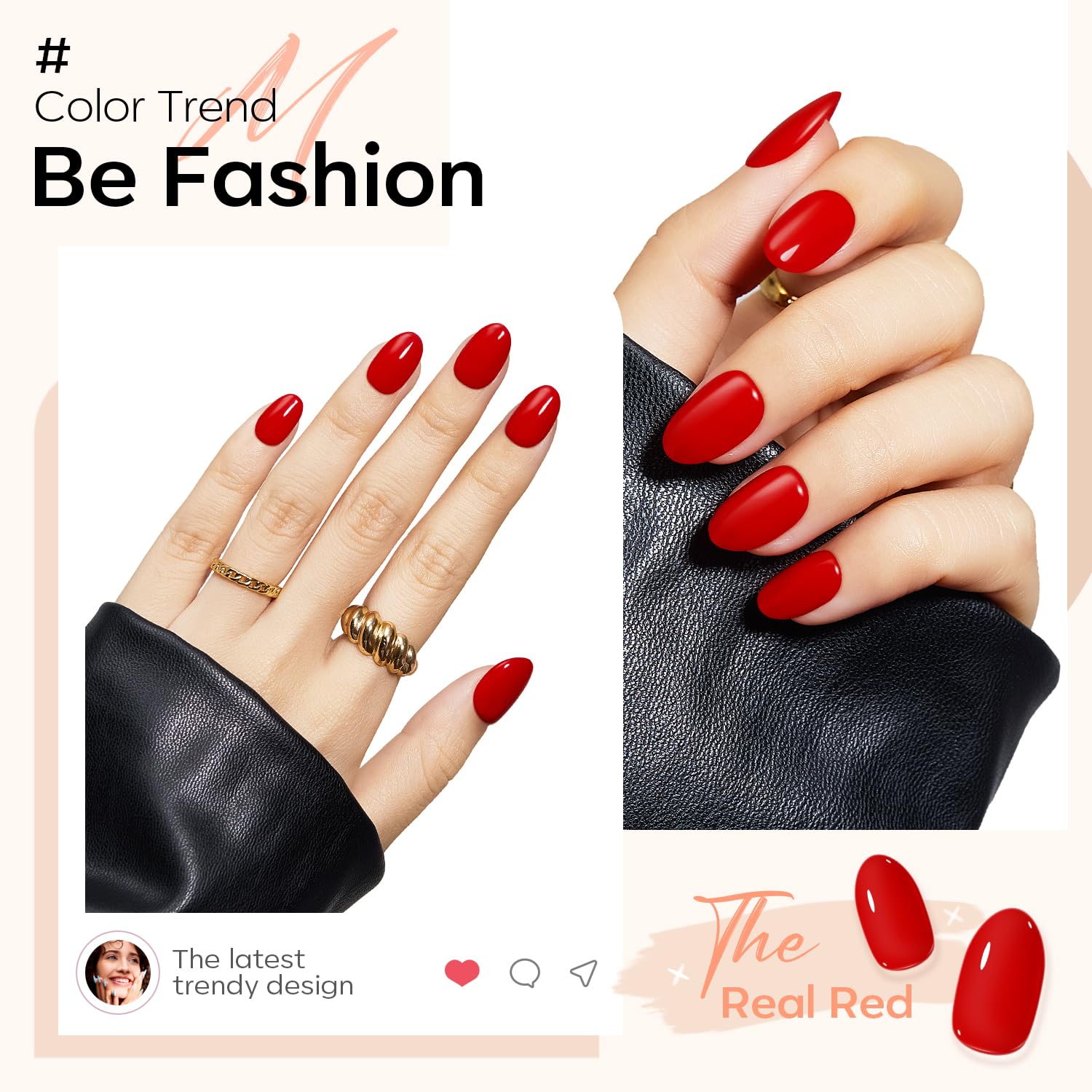 Modelones red short press-on nails oval nails arranged, versatile styles for any occasion.