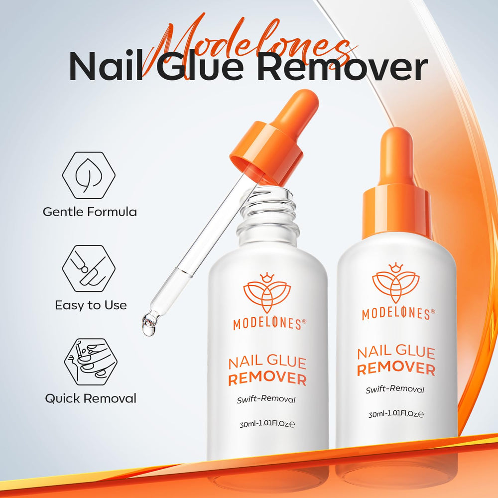 Modelones two-minute removal process showing quick lift of glue.