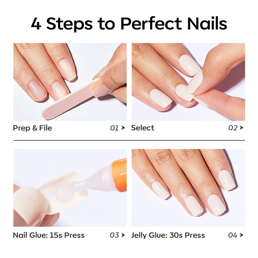 Modelones reusable nails with safe removal on natural nails.