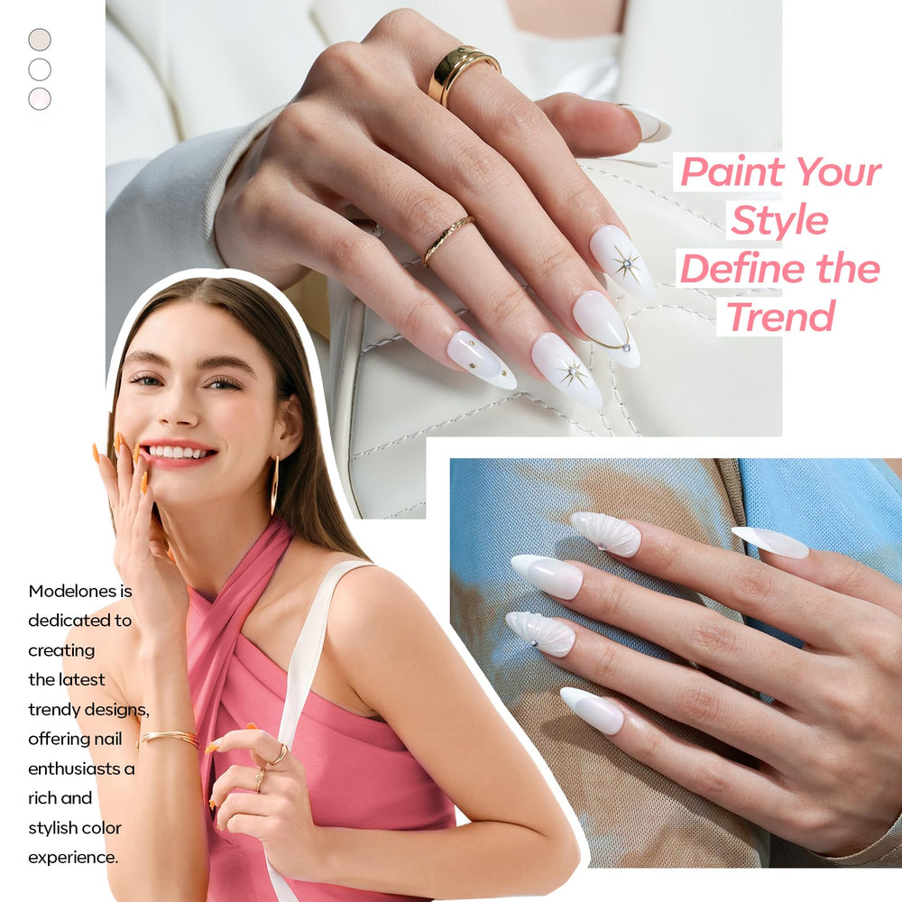 Modelones salon-quality nail kit with soak-off bottles and tools for at-home use.