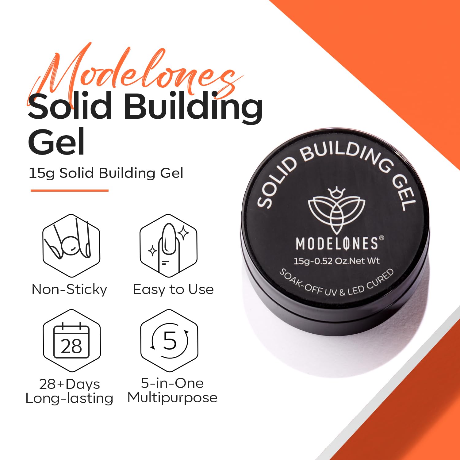 Modelones solid nail builder gel for lasting extensions