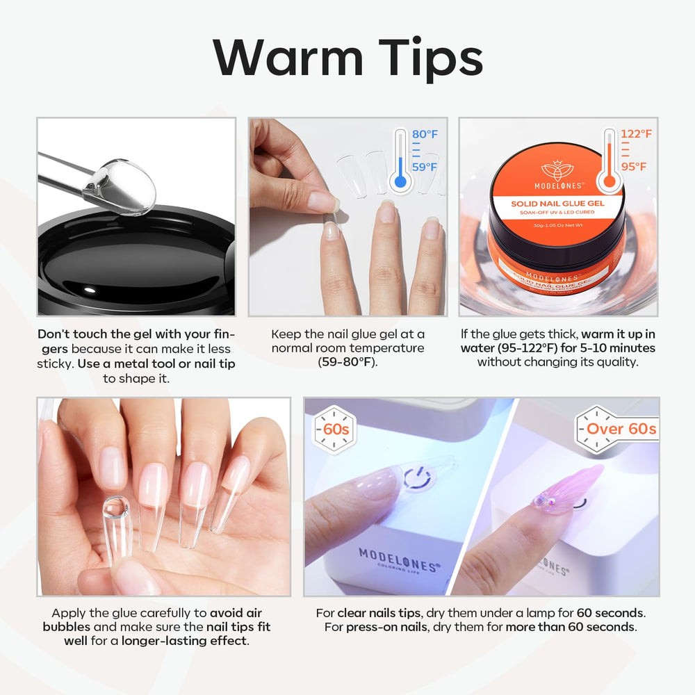 Modelones solid nail glue healthy ingredients with non-toxic low odor