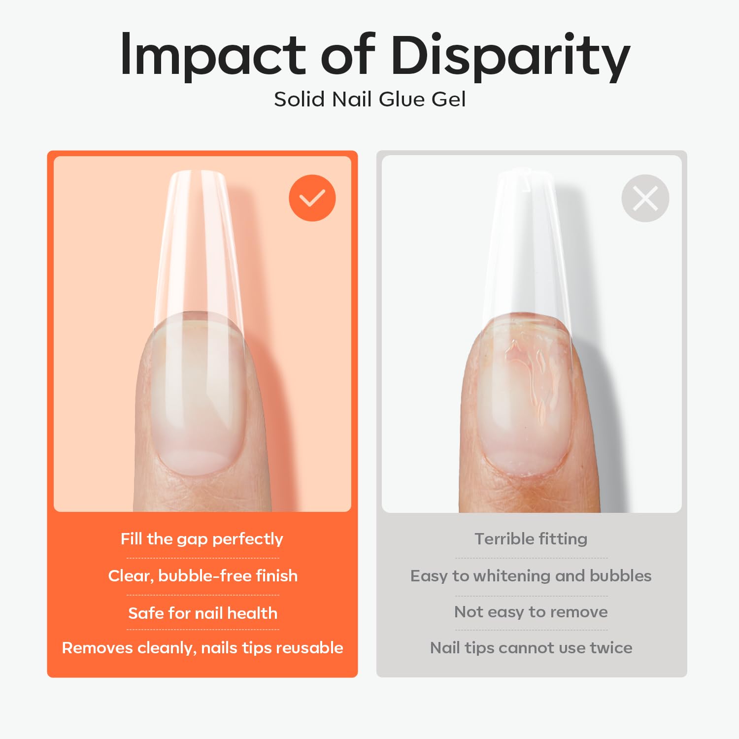 Modelones 30g solid glue on nail tip during long-lasting wear test