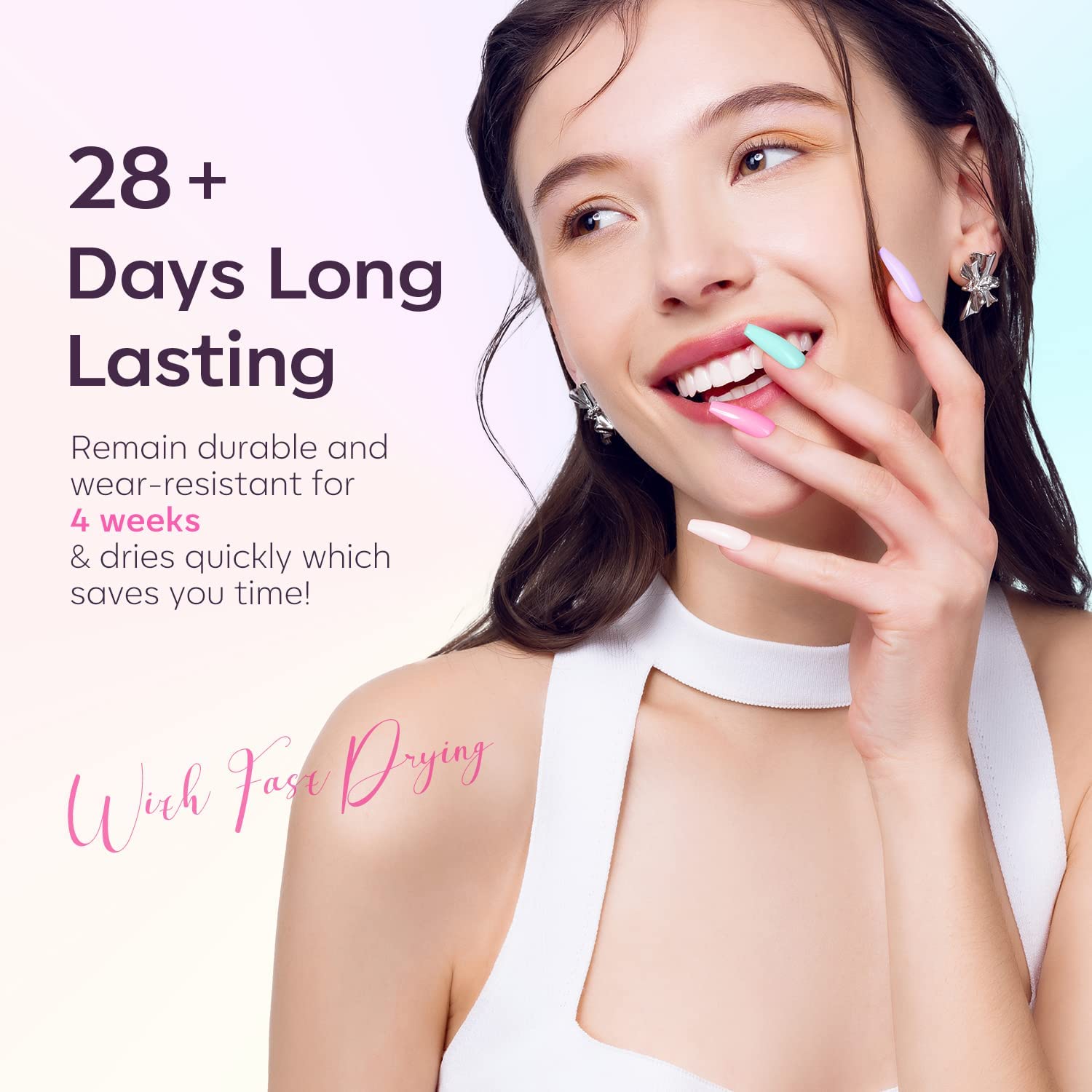 Modelones pastel gel nails with art for long-lasting shine