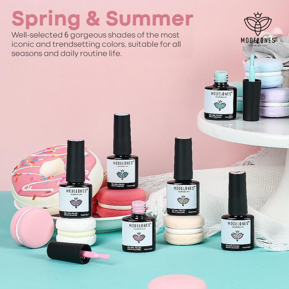 Modelones green pastel gel swatch for fresh spring nails