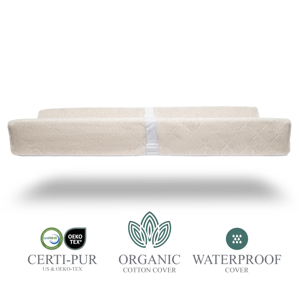 Modera baby changing pad waterproof mattress keeps surfaces clean and dry