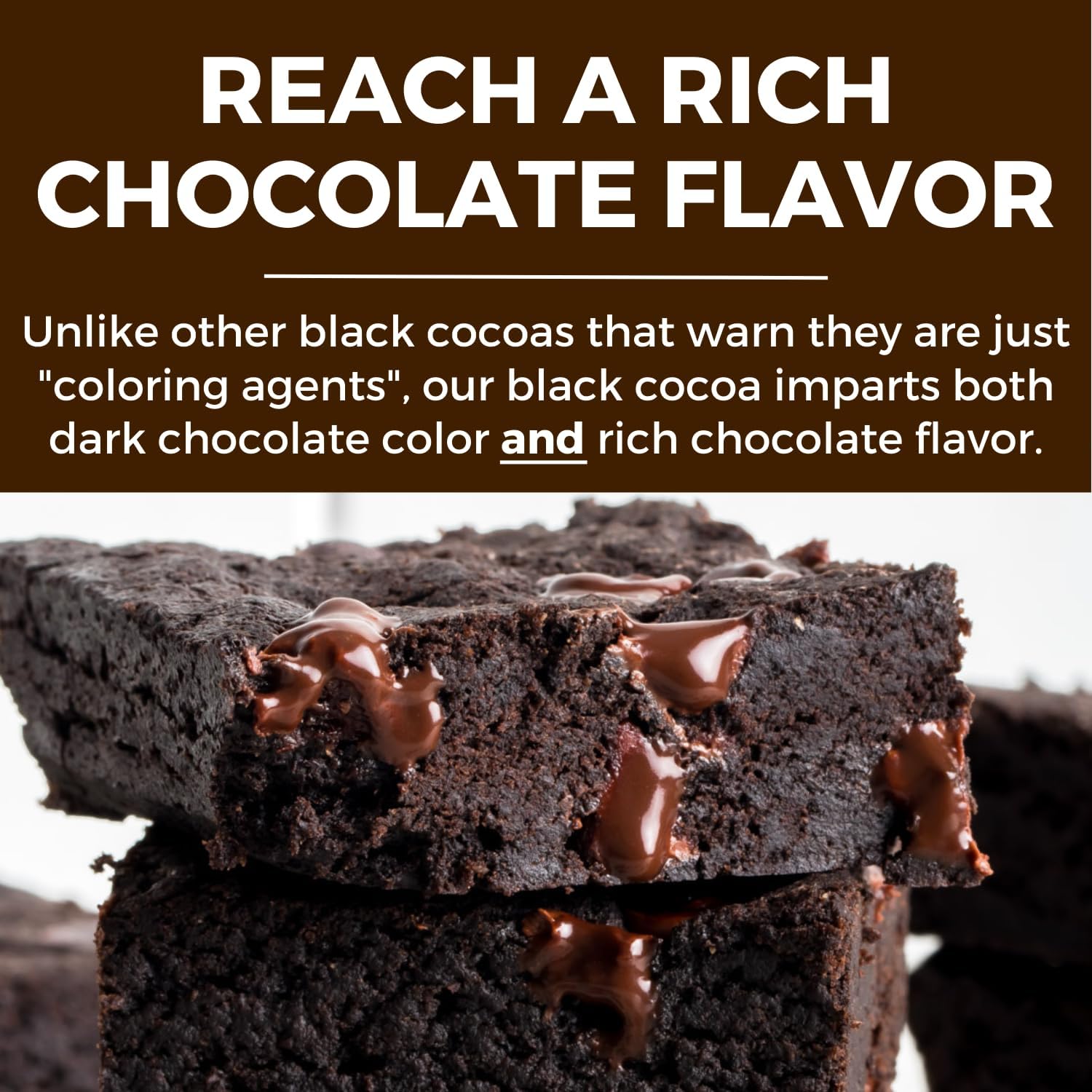 Modern Mountain Black Cocoa Powder enhances deep chocolate color in cakes.