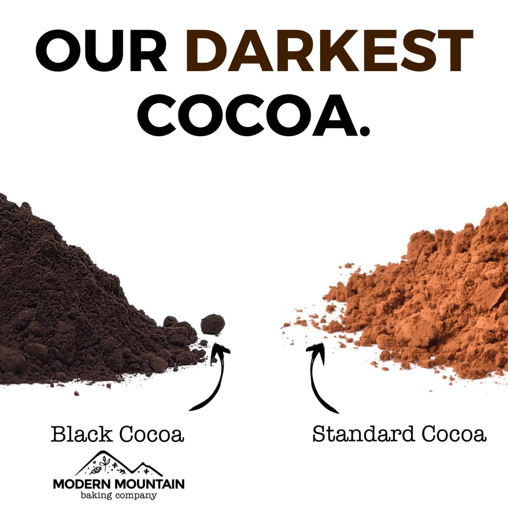 Close-up of Modern Mountain Black Cocoa Powder texture and color.