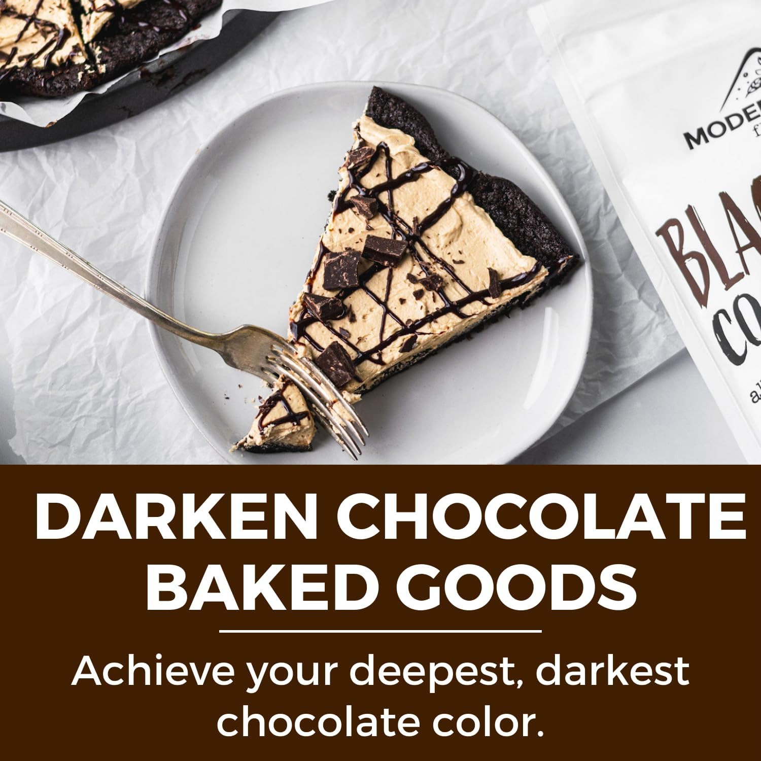 Modern Mountain Black Cocoa Powder swirls into ice cream for dramatic chocolate color.