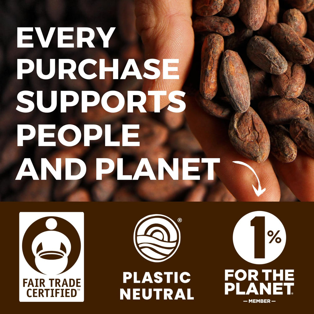 Modern Mountain packaging hints at premium, fair trade cocoa powder.