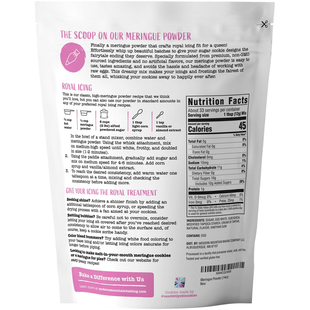 Modern Mountain Meringue Powder in a mixing bowl creates smooth icing.