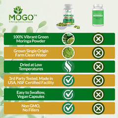 MOGO Moringa capsules in hand illustrating easy daily wellness routine