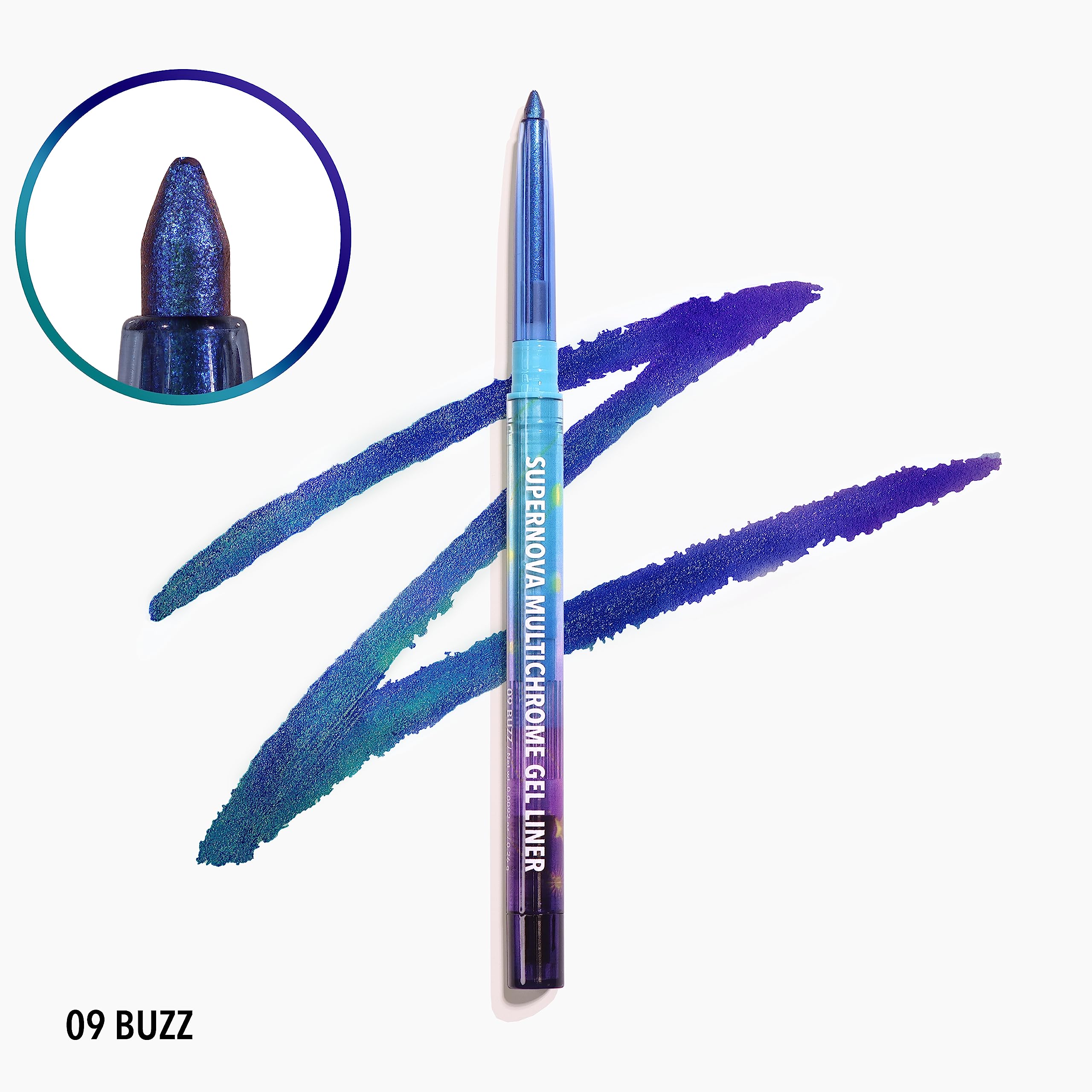 Moira Supernova Multichrome Gel Liner Buzz packaging—sleek and travel-ready for quick touch-ups.