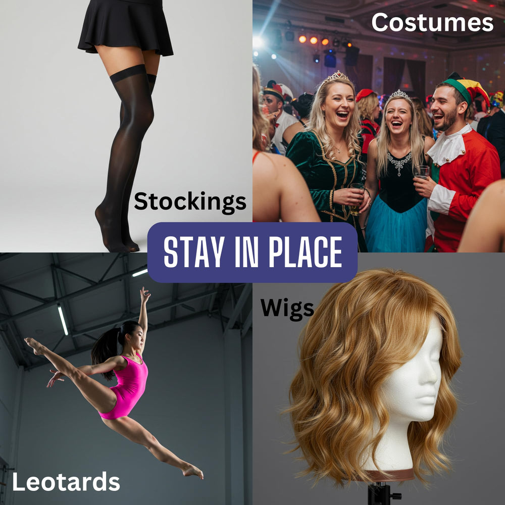 Mojo It Stays Roll-On used by dancers to keep outfits in place during performance.