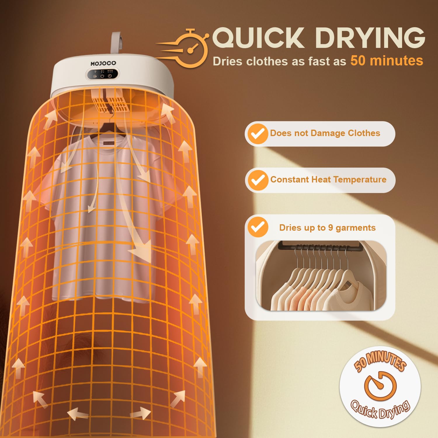 MOJOCO portable dryer for apartment use demonstrates space-saving design