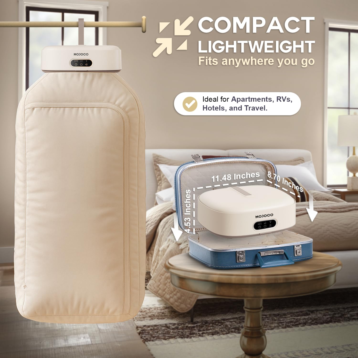 MOJOCO portable dryer with fast-drying technology for quick loads