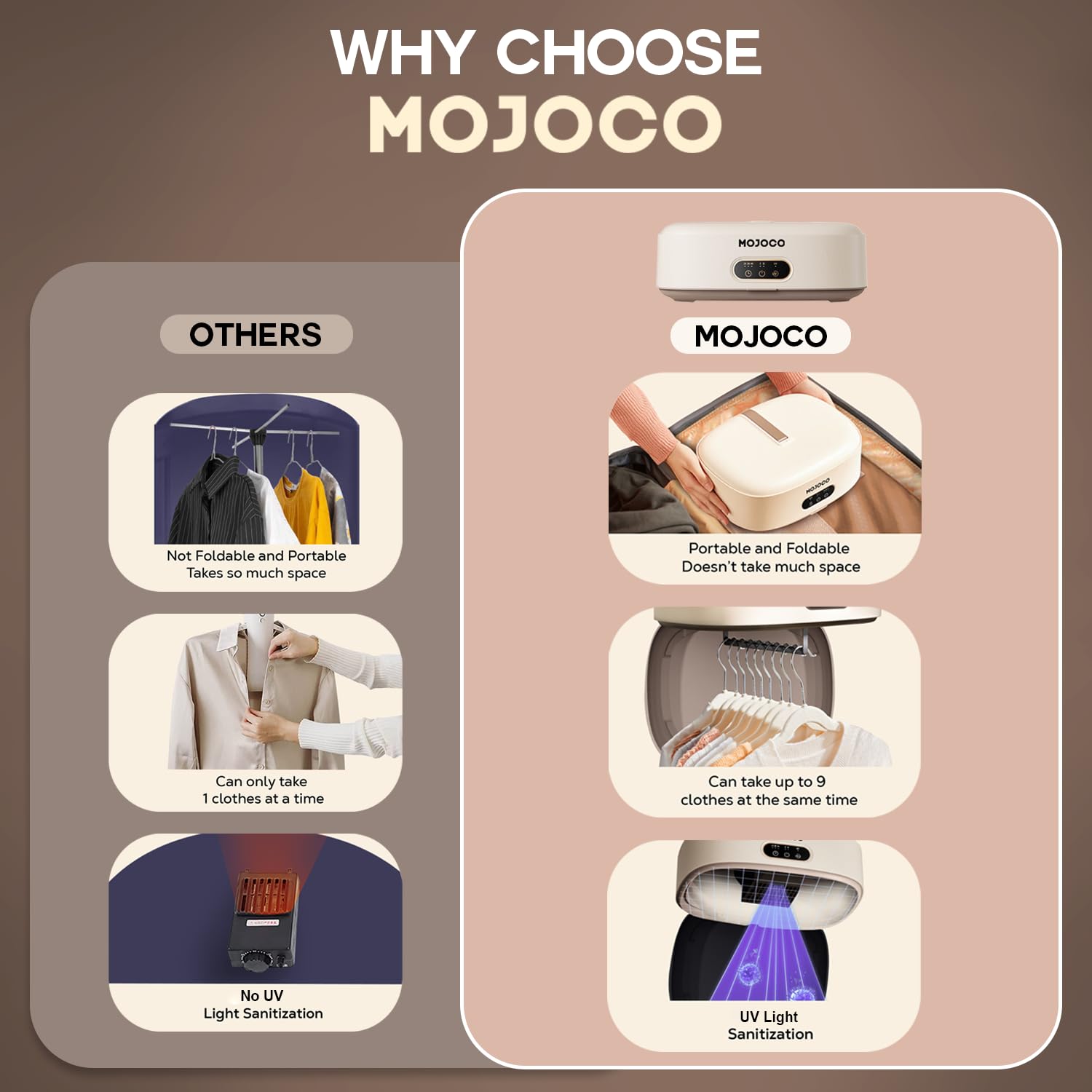 MOJOCO foldable and lightweight design for easy transport