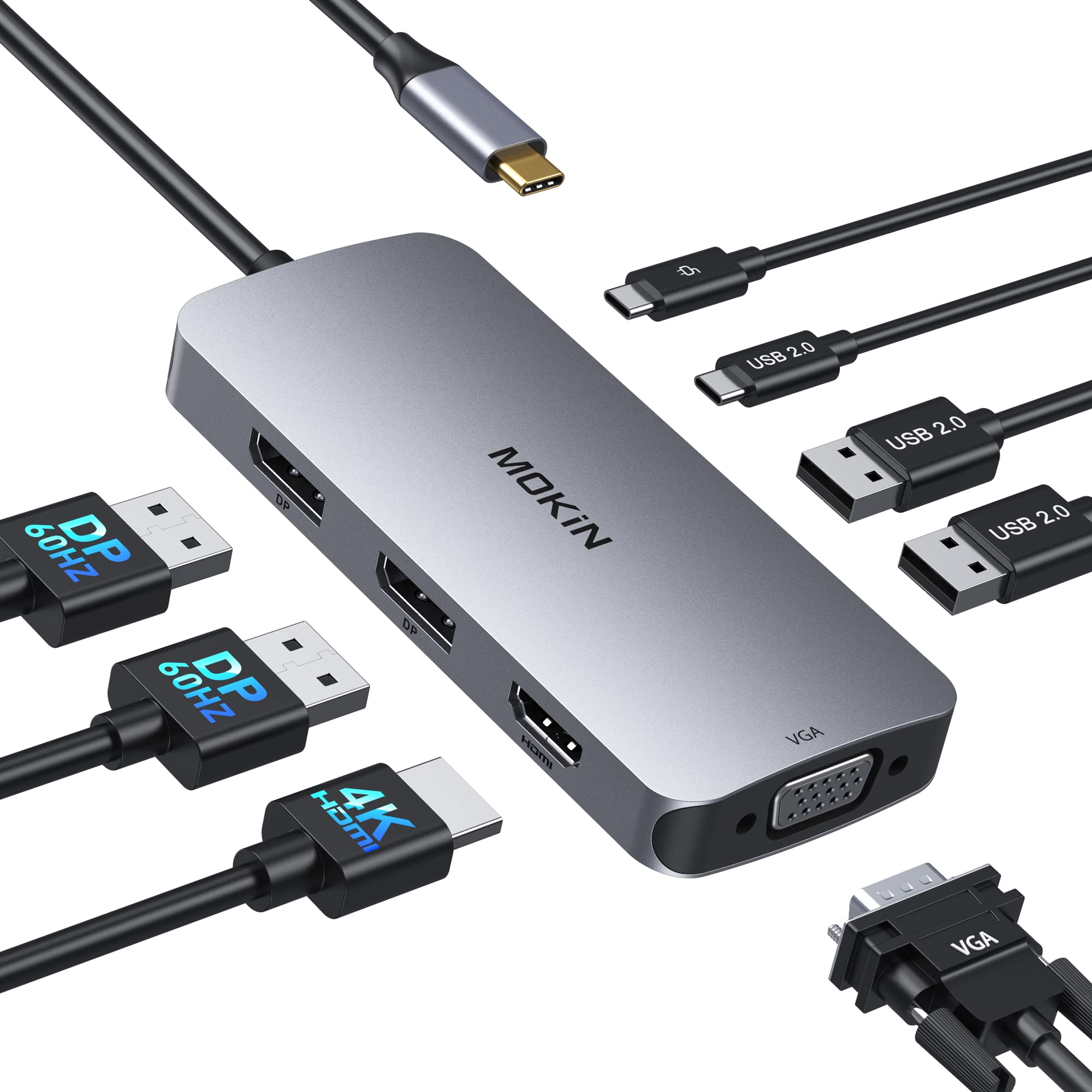 MOKiN 8-in-1 USB C docking station front view with multiple ports