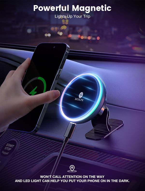 MOKPR magnetic phone holder maintains stability on rough roads.