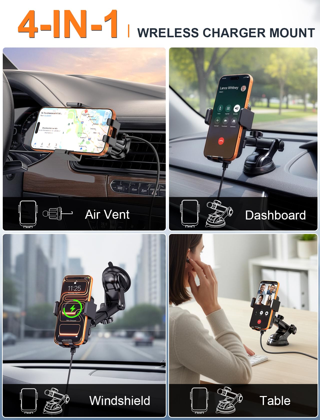 MOKPR multi-mounting options allow windshield, dash, or vent placement.