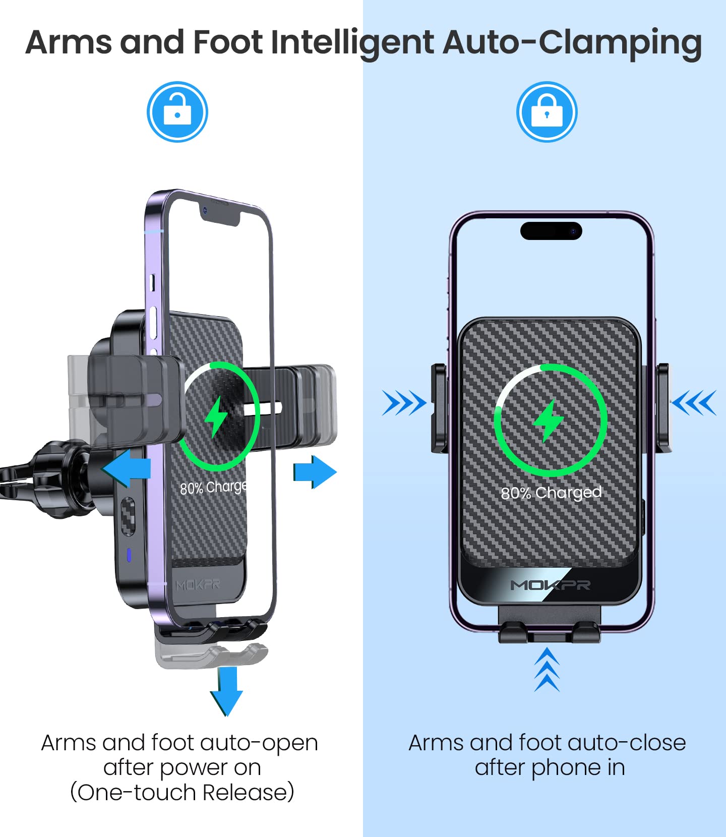 MOKPR vent-mount keeps phone accessible with simple charging