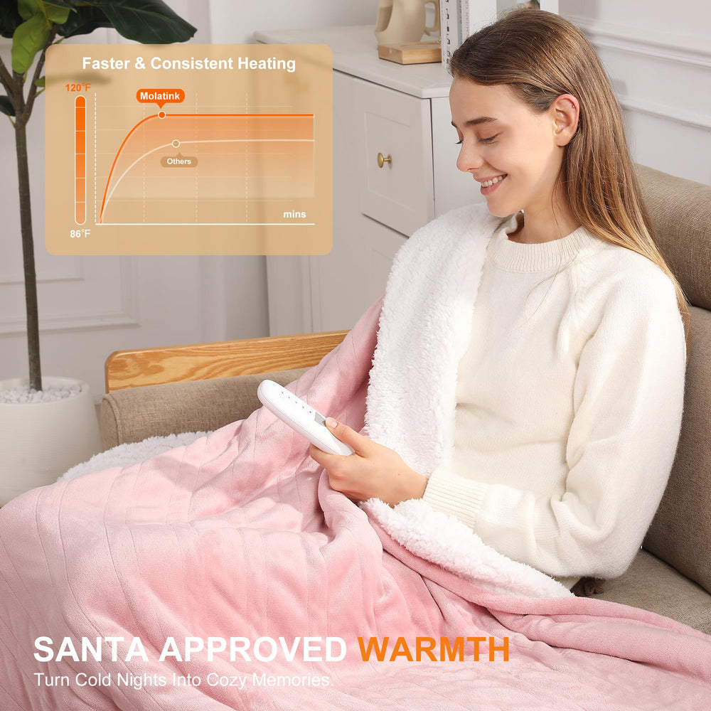 Molatink heated throw plush-flannel side for soft everyday lounging.