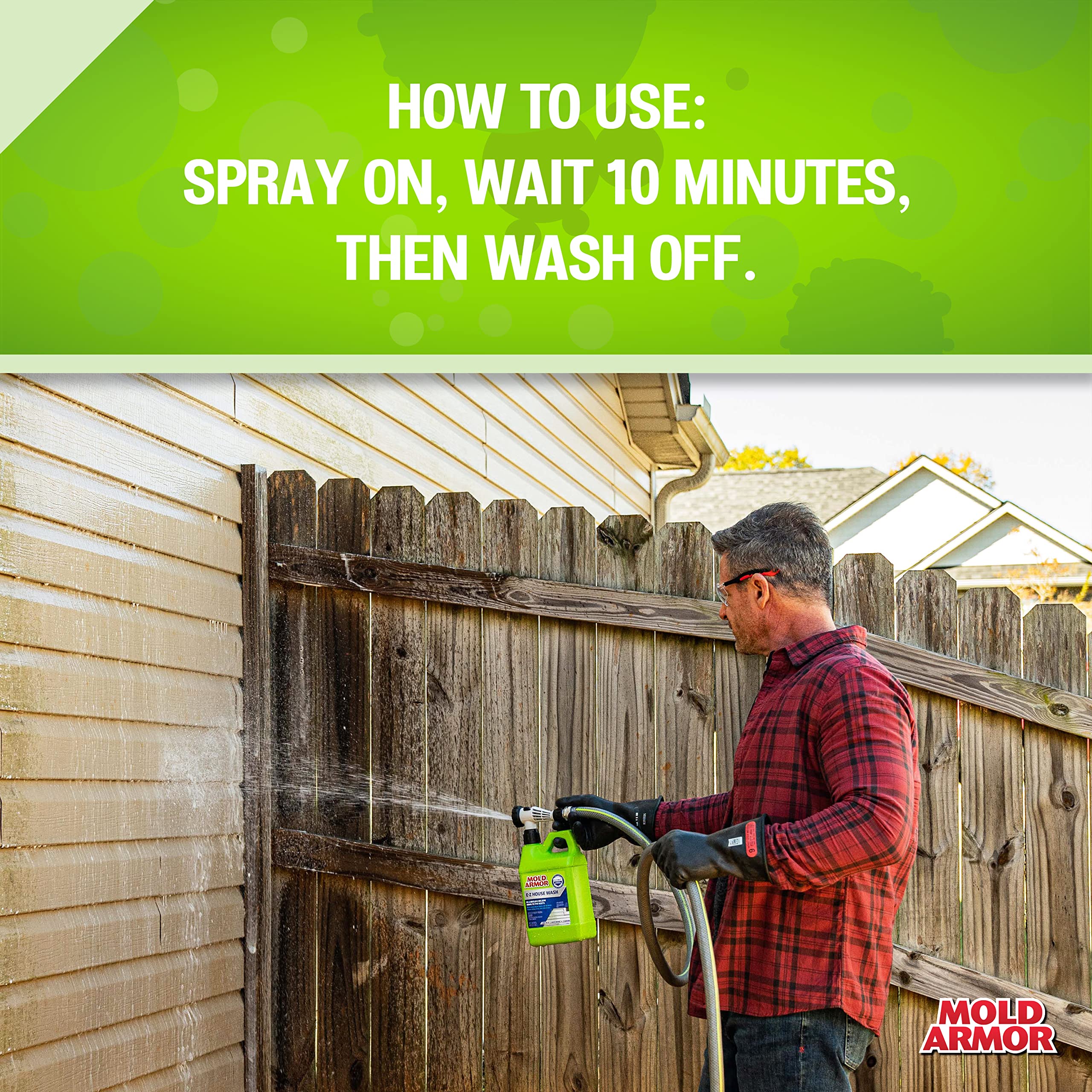 Mold Armor 64oz E-Z House brightening exterior for curb appeal.