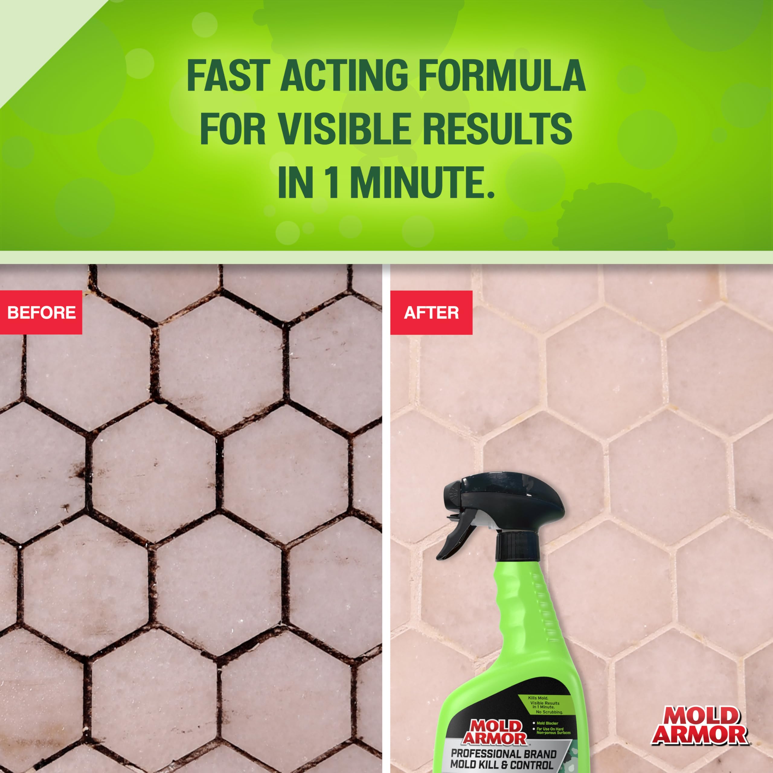 MOLD ARMOR Professional uses shown after cleaning bathroom surfaces