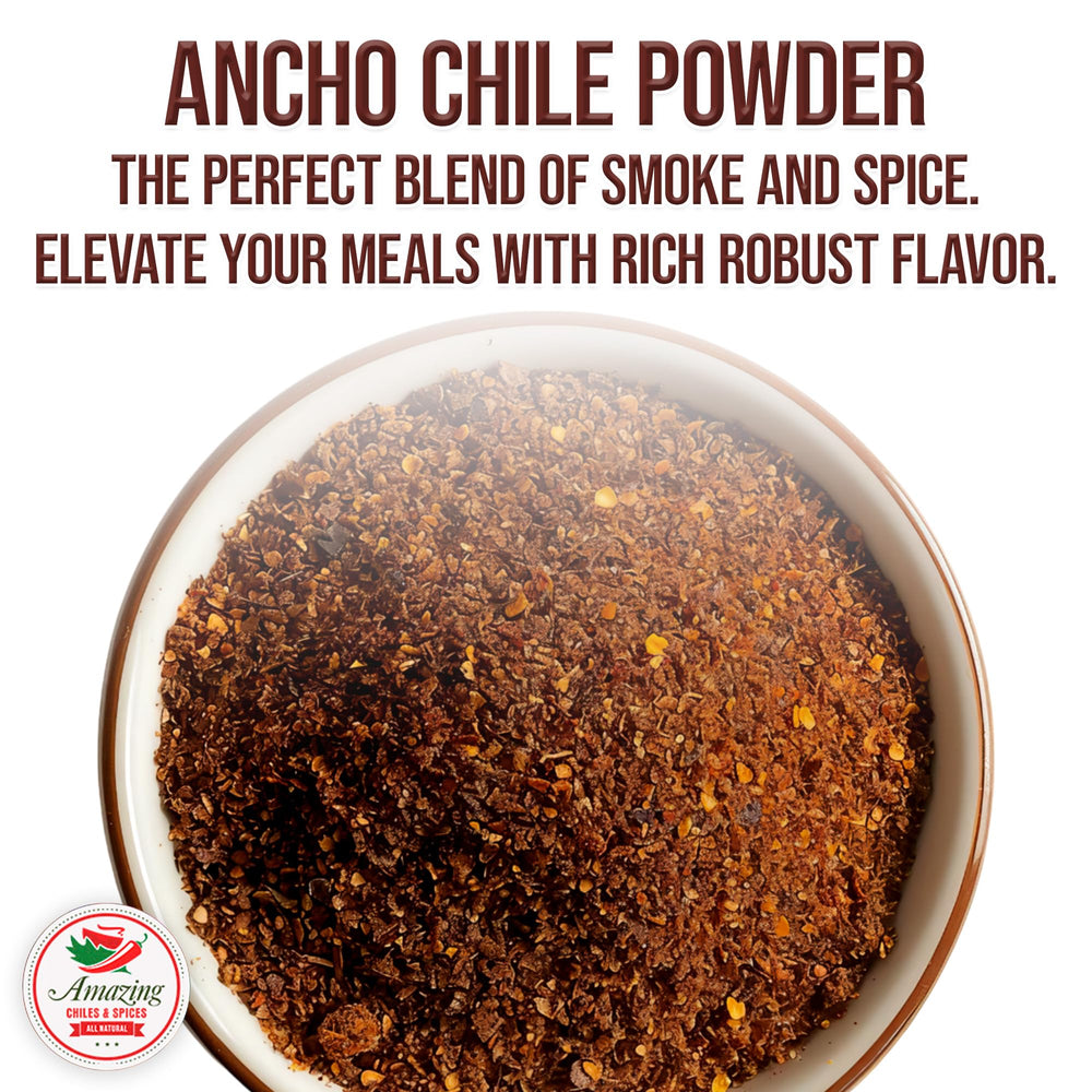 Amazing Chiles & Spices mole sauce bowl highlights ancho powder aroma and depth.