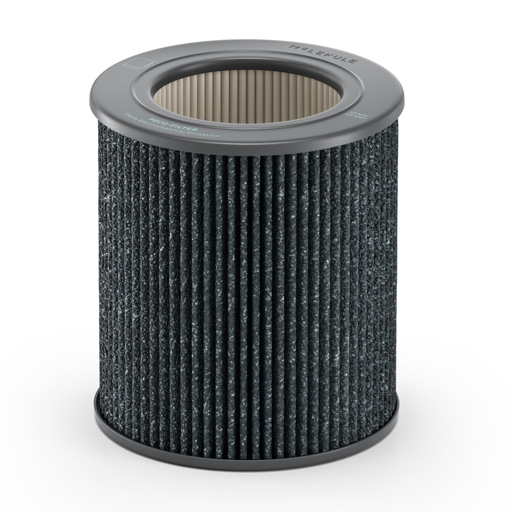 Molekule Mini nanocatalytic filter close-up for faster air purification.