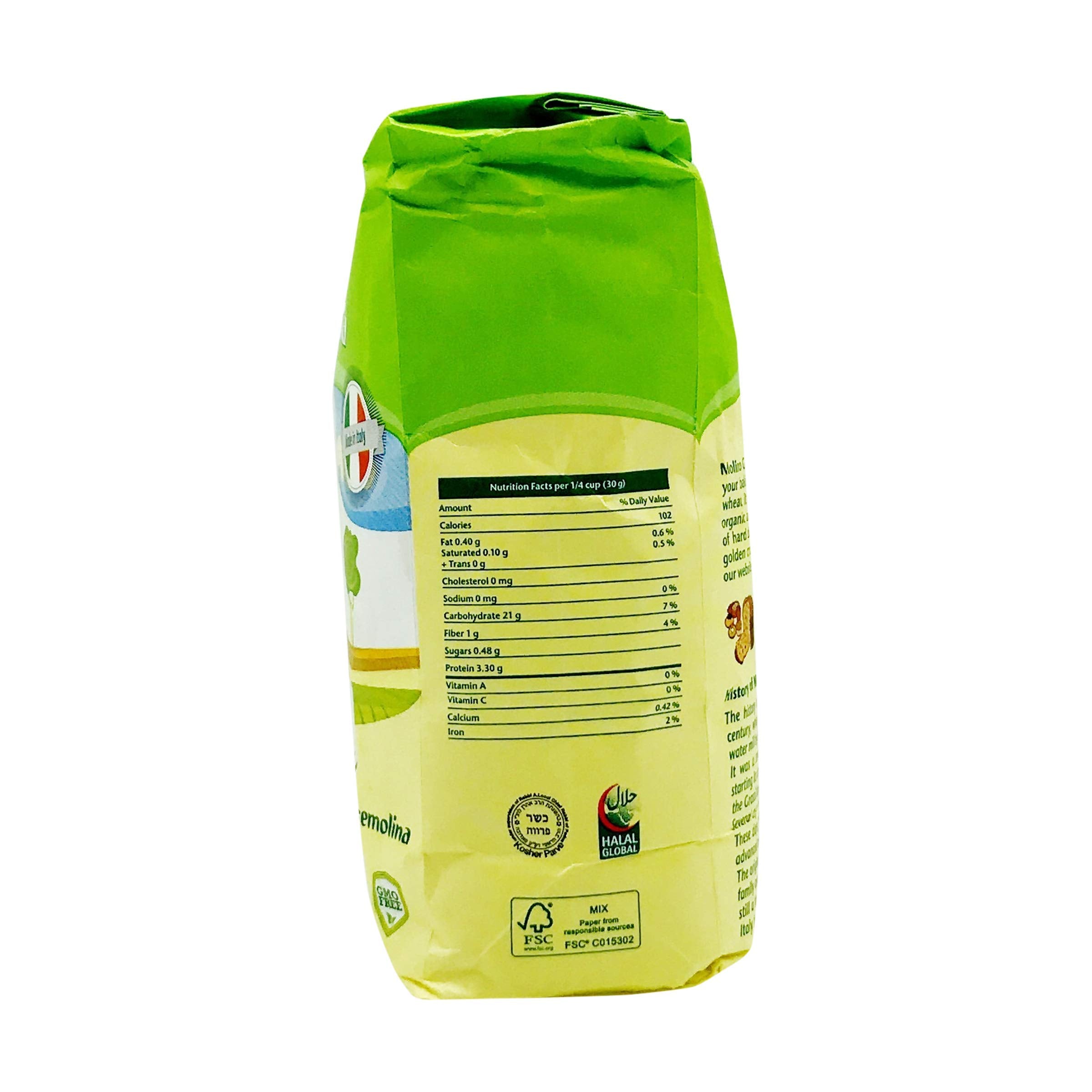 Molino Grassi Semolina Flour baking ingredients display for versatile breads and pastries.