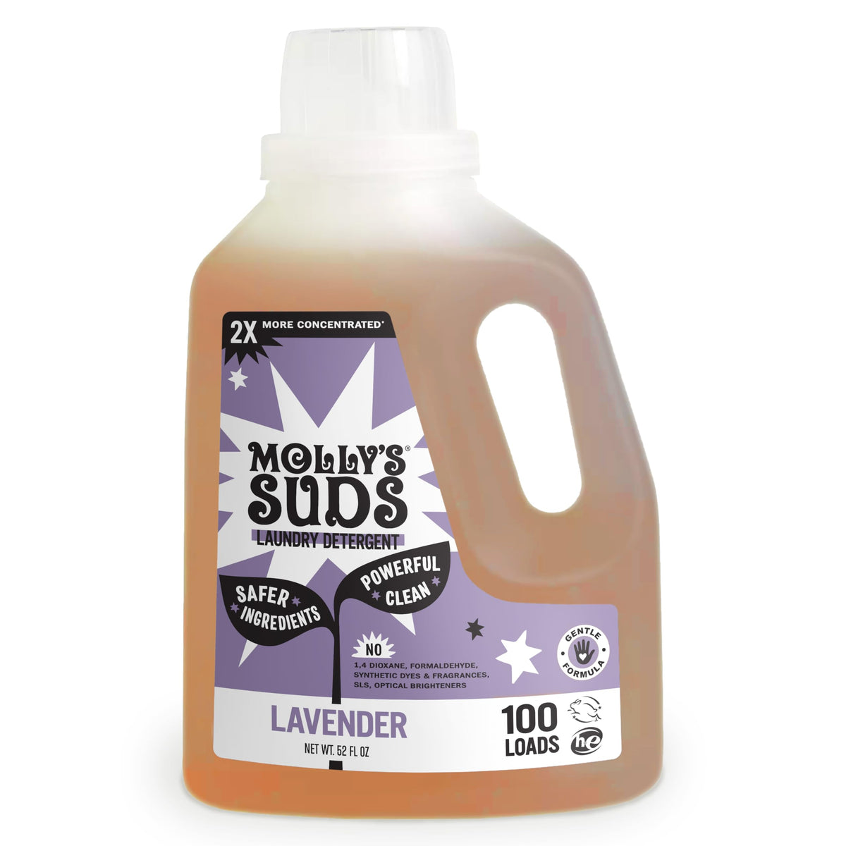 Molly's Suds Lavender liquid bottle designed for sensitive skin