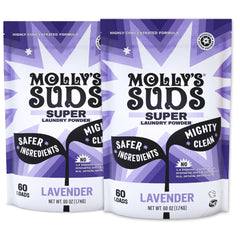 Molly's Suds Lavender packaging ready for gentle, effective laundry.