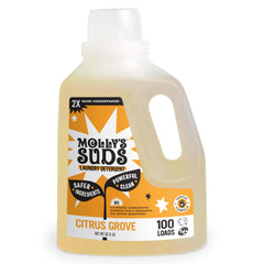 Molly's Suds Citrus Grove bottle shows 52 oz for gentle, effective laundry