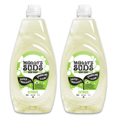 Molly's Suds citrus-scent dish soap bottle with refreshing aroma for kitchen cleaning.